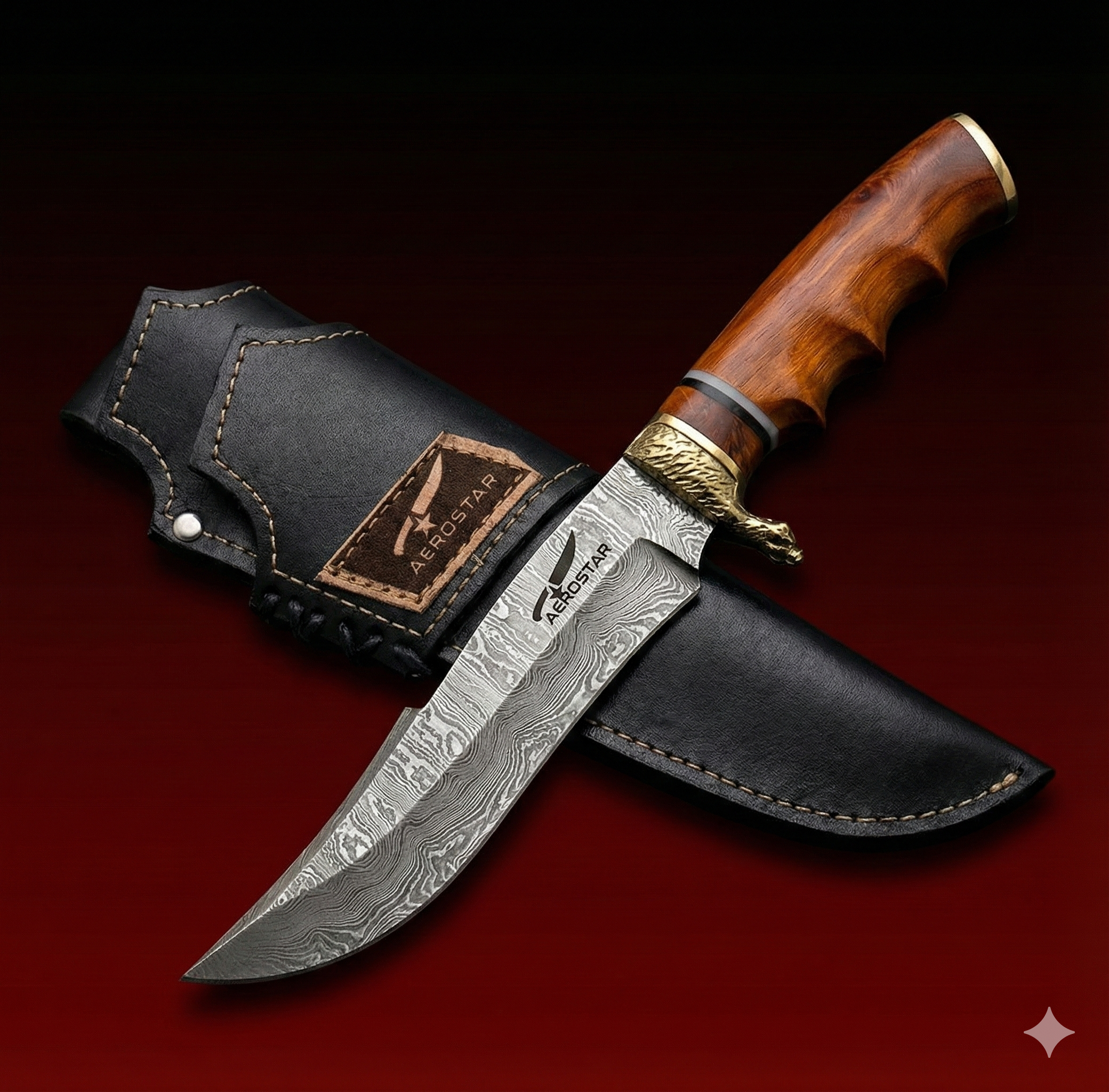 Hand-Forged Stainless Mirror Polished Blade Steel Hunting Knife - Cowboy